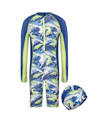 Aimer Kids Cool Swimsuit with Fish Print For Boys