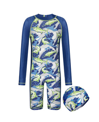Aimer Kids Cool Swimsuit with Fish Print For Boys