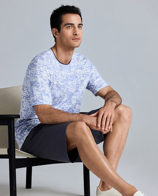 Aimer Men Short-sleeved Algae Pajama Top