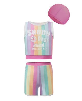 Aimer Kids Colorful 3-Pieces Separate Swimsuit Set