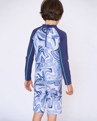 Aimer Kids Long-sleeved Tops Swimsuit For Boys