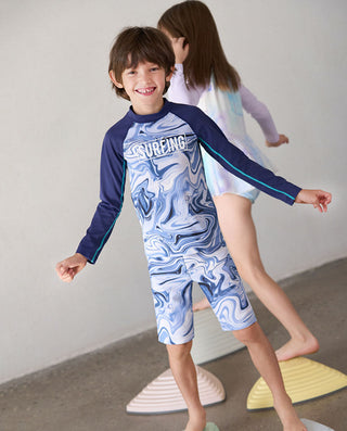 Aimer Kids Long-sleeved Tops Swimsuit For Boys